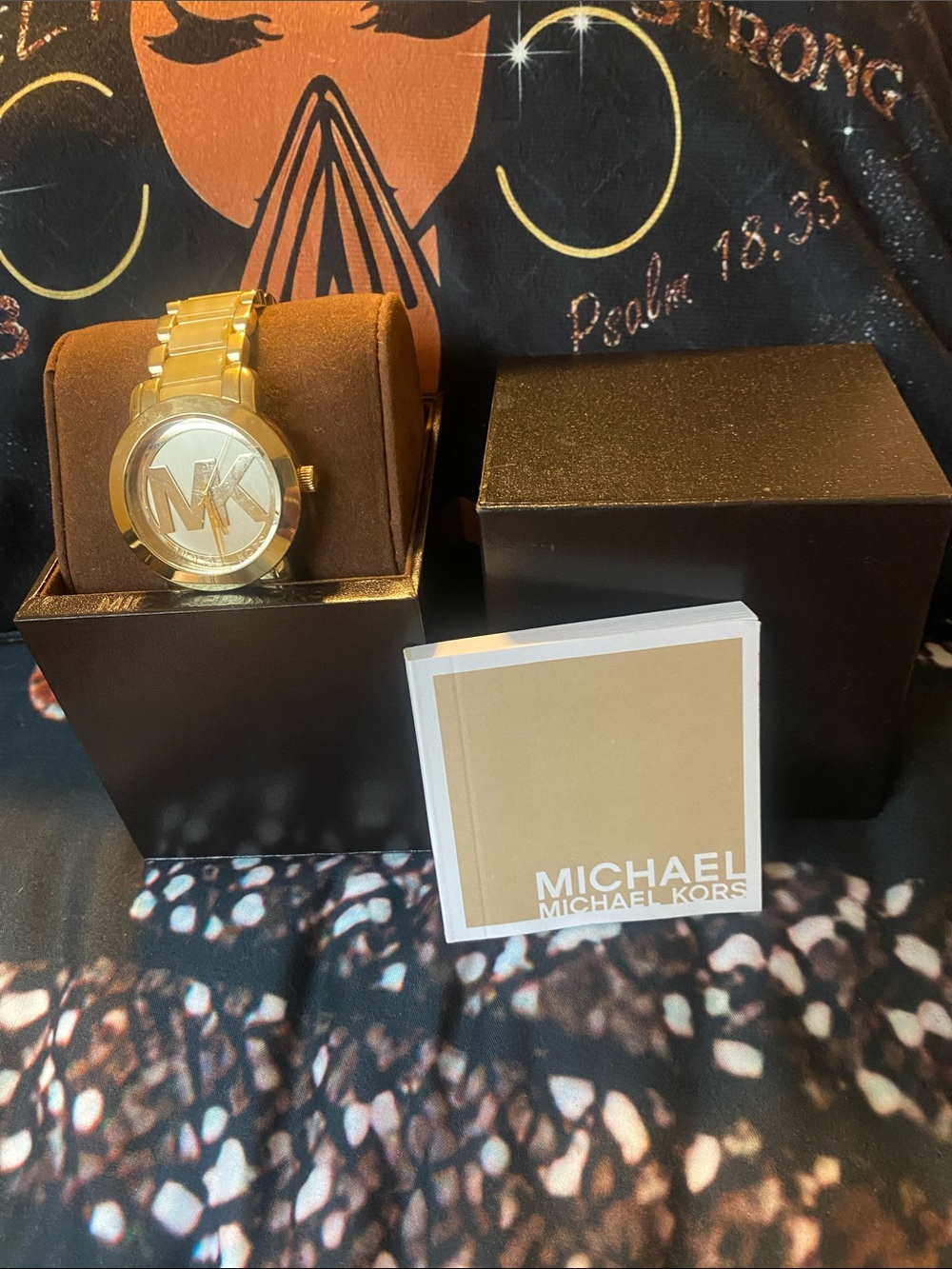 Michael Kors Gold-Tone Men's Bracelet Watch with MK Logo Dial